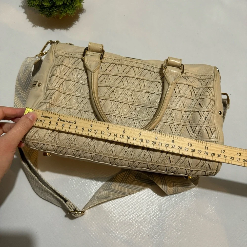 Rebecca Minkoff Cream Woven Leather Large Top Handle Shoulder‎ Bag Purse